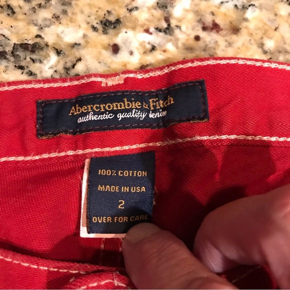 🦌VINTAGE RARE Abercrombie & Fitch Red Cropped Jeans - Picture 8 of 9